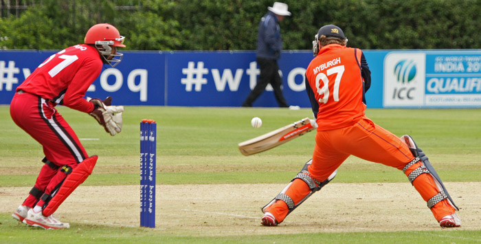Stephan Myburgh batting during The Netherland's victory over Canada