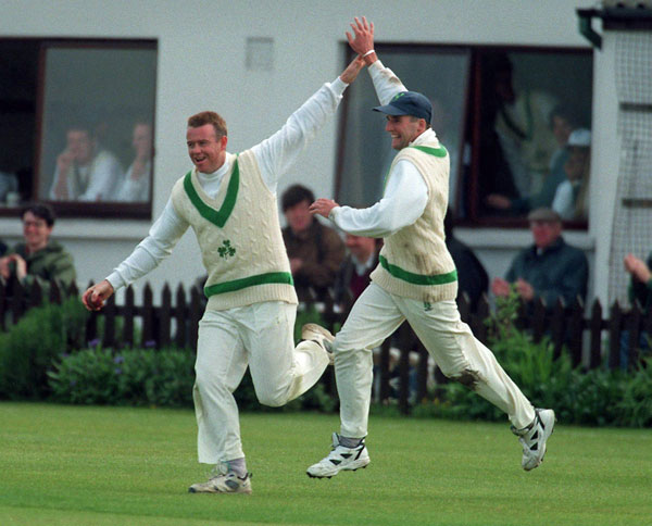 Angus Dunlop celebrates his catch with Kyle McCallan (Photo: INPHO)